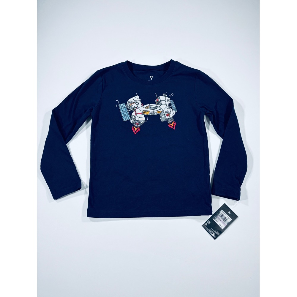 Under Armour Boys Long Sleeve Graphic T-Shirt 2 Pack Space Football Blue Navy - Picture 8 of 10